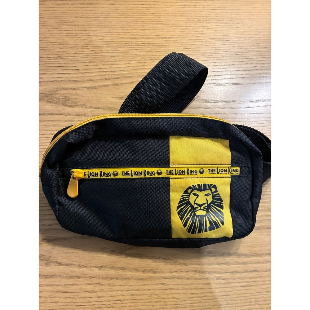Disney The Lion King Fanny Pack Waist Bag Black Yellow Simba Graphic Zip Pocket